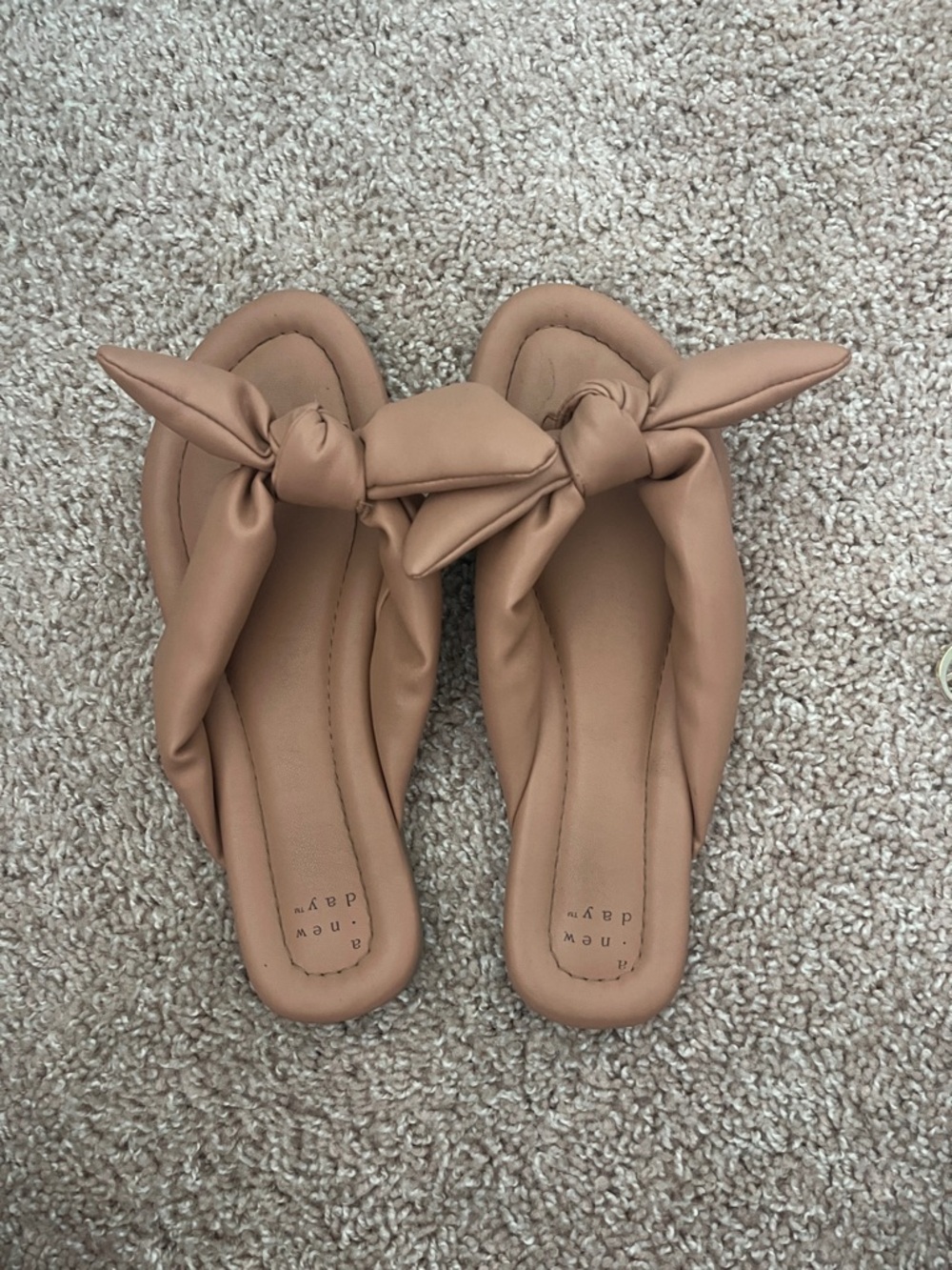 a new day Tan Knot-Detail Slide Sandals